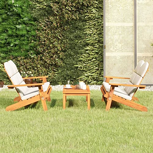 Festnight Adirondack Gartenstuh Adirondack Stuhl Gartenstuhl Holz Relaxsessel Adirondack Gartenstuhl Deckchair Balkonstuhl Gartenliege Massivholz Akazie-weiß-3-tlg