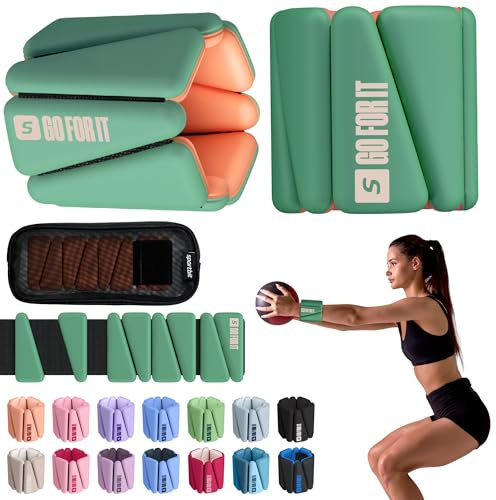 SPORTBIT Wrist & Ankle Weights for Women - Set of 2 (1lb Each), Silicone Surface, Adjustable Strap - Leg Weights, Wrist weights for Walking, Running, Yoga, Pilates, Dance, Aerobics, and More