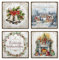 ARTFAVES® Schilder Set - Weihnachten Aquarell | Weihnachtsdeko Shabby Chic Vintage Holzbilder Collage Wandbilder | Größe: 19 x 19 cm