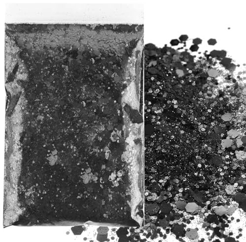50g Noir Mélanger Poudre à Paillettes Métalliques Fine,pour Résine Bricolage Décoration de Mariage Visage Corps Ongles Carte de Peinture Voeux Le Scrapbooking,Quatre Tailles (0,2 mm,1 mm,2 mm,3 mm)