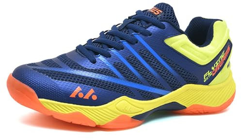 JiuQing Men's Badminton Shoes Lightweight Volleyball Tennis Shoes Sneakers Breathable Anti-Slip,Green,9 UK