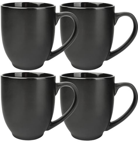 Schramm® Kaffeetassen Set schwarz aus Porzellan wählbar 2, 4 oder 6 Stück 460 ml Kaffeebecherset Kaffeebecher Keramik mit Henkel 2er, 4er oder 6er Set, Anzahl:4 Stück