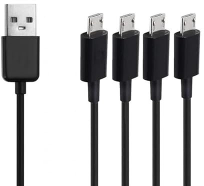 BUBUCAM Câble répartiteur micro USB 4 en 1, câble de charge, câble USB vers micro USB, câble adaptateur USB 2.0 type A mâle vers 4 micro USB mâles (1 m, noir) (câble 4 en 1)