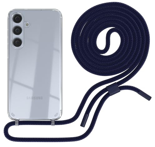 EAZY CASE - Handykette kompatibel mit Galaxy S24 Plus - dünne Handyhülle für Galaxy S24 Plus Hülle mit Band als Fallschutz Kette zum Umhängen transparente Hülle Silikon in Nacht Blau
