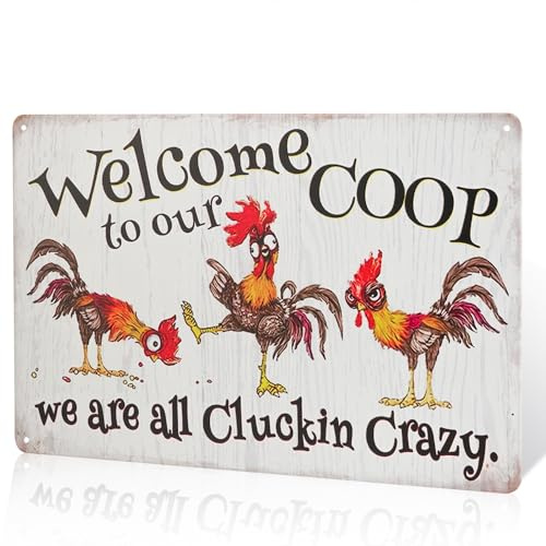 Willkommen bei uns Clucking Huhn Home Decor Wandkunst Zeichen, Dekorative Plakette für Wohnzimmer, Küche, Schlafzimmer