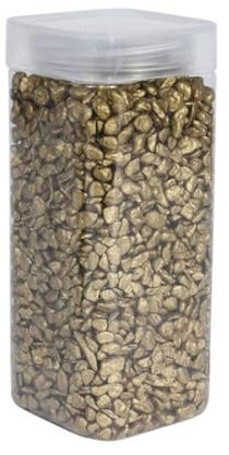 1Buy UK 900g of New Assorted Natural Decorative Stones Pebbles Craft Table Decoration Pot Vase Fillers Garden Weddings Rocks Aquarium (Gold)
