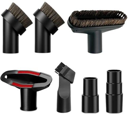 CosyCaya 7 Piezas de Accesorio y Adaptador de Cepillo de Aspiradora, Cepillo Redondo de Crin Suave de 1,25 Pulgadas, Herramienta de Tapicería de Cepillo de Piso de Aspiradora