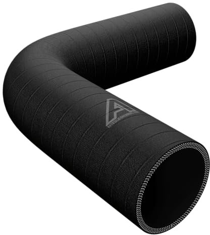 35mm (1 3/8) ID Wrapped Black Fluorolined Silicone 90 Degree Fuel & Oil Classic Elbow Hose