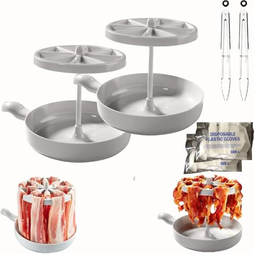 Bacon Wizard Microwave Crispy Bacon Maker, Microwave Barbecue Grill, Microwave Bacon Tray, Anyday Cookware Microwave Dish for Pancakes, Bacon, Trays Bacon Rack for Oven Cooking (2Pcs)