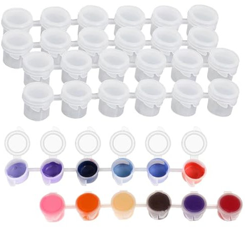 36pcs Empty Paint Pots with Lids,5ml/0.17oz Clear Paint Cup Pots,Mini Paint Pots, Paint Pot Strips with Lids Strips for Art Festivals, Painting Classes and Family Activities. (6 Strips, 6Pcs/Strip) 