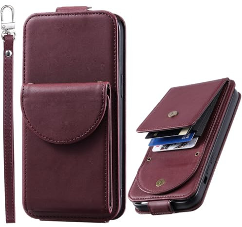 BaiFu Leather Wallet Case for iPhone 9, with Card Holders, Wallet Cover for iPhone 9-Red-A