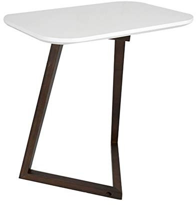 MEILISHAOMEI Beistelltisch,Sofa-Beistelltisch,TV-Tablett,Bambus,Snack-/Laptop-Schreibtisch,Nachttisch,Couch,beweglicher Ständer für Home-Office-Möbel,Arktisweiß,24 × 16 × 26 Zoll