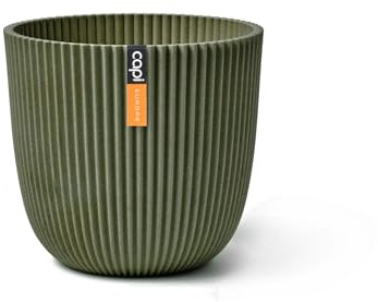Capi Europe - Blumentopf Kugel Groove 'Made with' Kunstrasen grün - 28x27 - Blumentöpfe für drinnen und draußen - Hergestellt aus recycelten Materialien