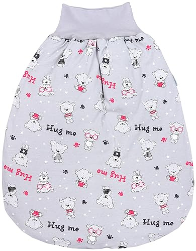 TupTam Baby Unisex Strampelsack mit breitem Bund Wattiert, Farbe: Bärchen Hug me Pink Grau, Größe: 6-12 Monate