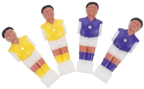 TOGEVAL 4er Packung Kleiner Fußballspieler Ersatzteile – 11cm Kickerfiguren in Gelb und Lila für 1,4m Tischfußball Standard Stangen