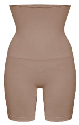 CFab Shapewear Damen Bauchweg Shorts mit hohem Bund | Weiches nahtloses Material mit mittlerer Kompression Anti Slip Silikon und verlängertem Bein für sicheren Alltagssitz