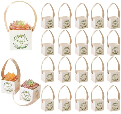 40 Piezas Bolsas De Regalo Suculentas, Maceta De Papel Para Plantas Suculentas, Mini Cajas De Suculenta, Para Cumpleaños, Bodas, Baby Showers, Regalos De Fiesta, Blanco