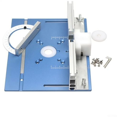 LatoYard für Oberfräse Tisch Einlegeplatte 240x200mm Legierholz Frästisch Flip Board für Graviermaschine mit Ständer Blau