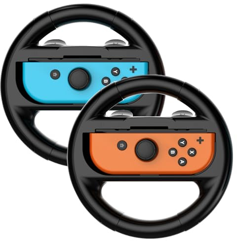 BaZuyunMd 2 Lenkräder für Nintendo Switch und OLED, Racing Wheels, Controller-Zubehör für Mario Kart 8 Deluxe, Schwarz