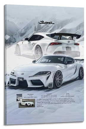 ESTE White Supra MK5 A90 JDM Sportwagen-Poster, dekoratives Gemälde, Leinwand, modernes Kunstbild, 30 x 45 cm