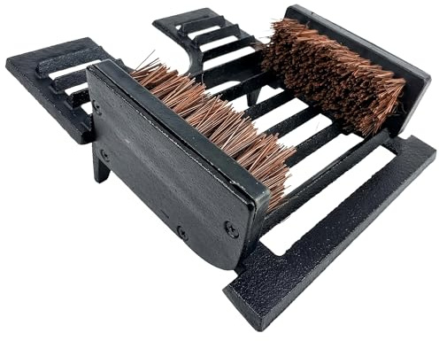 Relaxdays Schuhabstreifer mit Bürsten, Gusseisen, Schuhe & Stiefel, Eingangsbereich, Garten, Stiefelabtreter, schwarz
