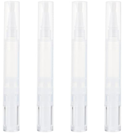 LALADEFIEE 4pcs 5ml Empty Twist Lip Oil Pens and Lip Gloss Tubes with Brush, Plastic Refillable Containers for Nail Nutrition Oil and Concealer, Suitable for Professional and Personal Use