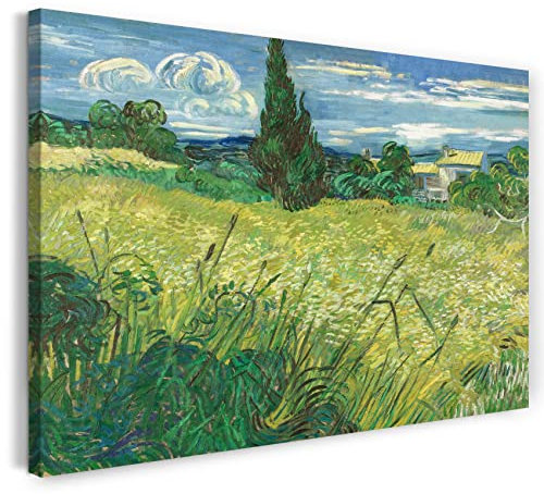 Printed Paintings Leinwand (120x80cm): Vincent Van Gogh - Grünes Weizenfeld mit Zypressen (1889)