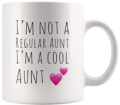 Panvola 'I'm Not A Regular Aunt I'm A Cool Aunt ' Aunt Gifts from Niece Nephew Funny Coffee Mug Gift for Auntie Aunty Tia Mothers Day from Sister 11 oz Ceramic Cup White