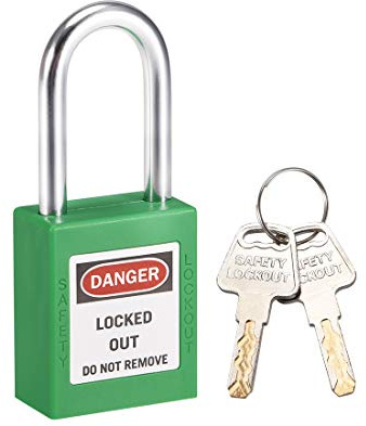 sourcing map Lockout Tagout Safety Padlock 1-1/2-Inch Steel Shackle Keyed Different Light Green