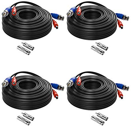Anlapus 4 Stück 65FT 20M AHD/TVI/CVI Vorgefertigt Kabel BNC Video & Power Verlängerungskabel für CCTV System von 960 H bis 4K Auflösung