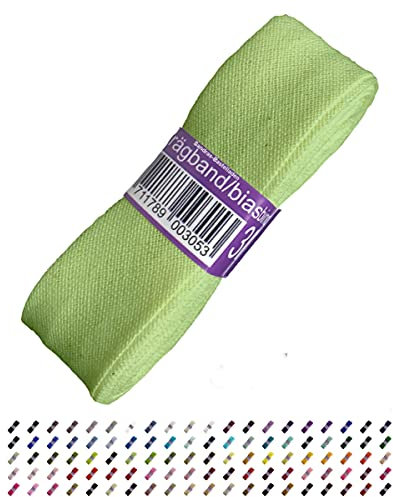 Sandras-Bastelladen Schrägband/Einfassband Baumwolle Uni gefalzt 3m x 20mm 547-Hellgrün