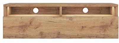 Selsey REDNAW - TV-Schrank/modernes TV-Board für Wohnzimmer, stehend/hängend, 100 cm breit (Wotan Eiche Matt mit LED)