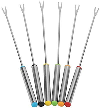 6 Stück/Set Edelstahl Schokoladenkäse Dessert Fondue Topf Gabeln Küchenwerkzeug Geschirr mit hitzebeständigem Griff für Käsefleisch Schokolade Dessert