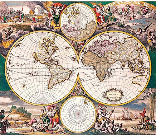 Yingxin34 2000-teiliges Puzzle für Erwachsene - Altes Weltkarten-Puzzle mit einzigartig geschnittenen Teilen mit Einer Größe von 70 x 100 cm