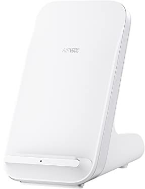 OPPO - Chargeur Sans Fil AirVOOC 45W, Chargeur Rapide, Station de Charge Fonctionnement Modes Portrait/Paysage, Rechargement Possible avec Coque de Téléphone, Câble de Charge USB Type-C Inclus, Blanc