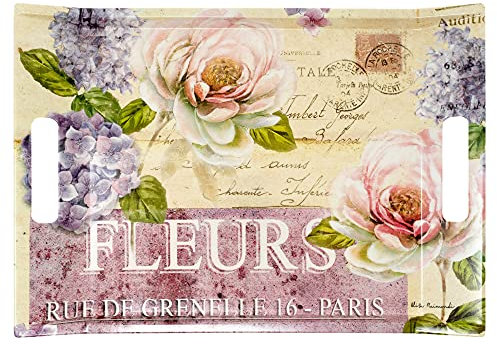 Lashuma Plateau de cuisine rectangulaire en mélamine - 38 x 27 cm - Multicolore - Motif : rose précieuse