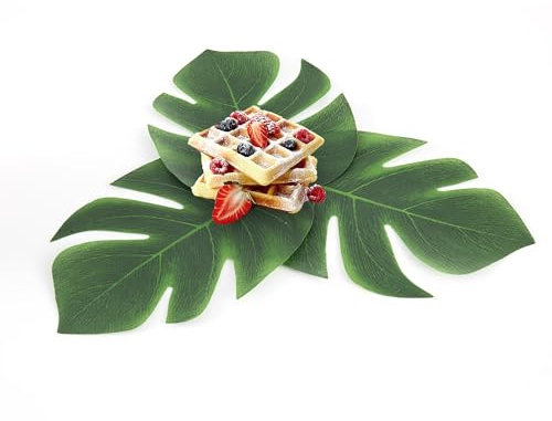 Foglie di Palma Artificiali, Tovaglietta a Forma di Foglia, Monstera Leaf Table Flag, 12 Pcs Posate Mat Jungle Beach Decorazioni da tavola per Feste a Tema
