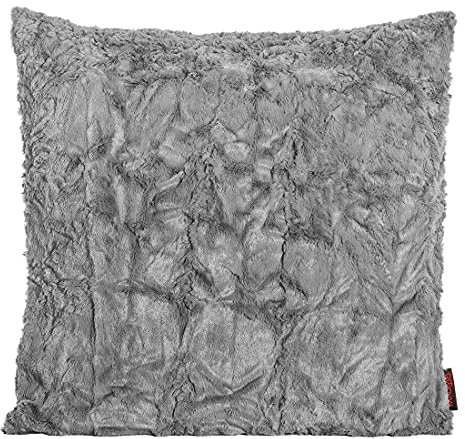 Zwei Magma Kissenhülle Fluffy - 40 x 40 cm - Plüsch Kissenhülle Felloptik - sehr flauschig und kuschelig viele Farben, Farbe:Magma_Mittelgrau_005