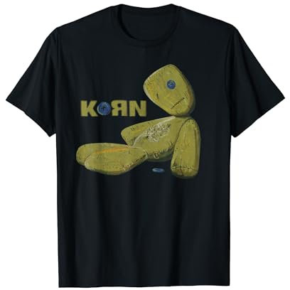 Korn T-Shirt - Herren, Schwarz, S, Cartoon, Issues Albumcover, Klassische Passform, Halbarm, Crew-Ausschnitt, Limitierte Albumcover-Gestaltung