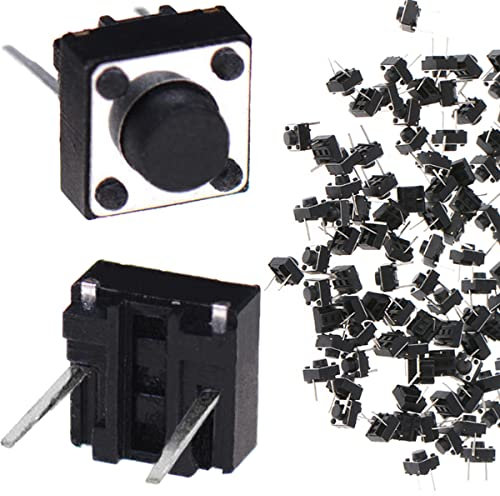 DAOKAI 2Pin Tact Button,6x6x5mm Miniatur-Mikro Schalter Tactile Drucktaster Momentaner taktiler Button Switch berühren Electronic Components,für Panel PCB(100 Stück)