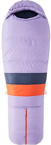 Marmot Damen Women's Teton, Mumienschlafsack für Erwachsene, Entendaunen mit 650er Bauschkraft, sehr leicht und warm, 168 cm, geeignet bis -40 °C, Paisley Purple/Arctic Navy, 168 cm