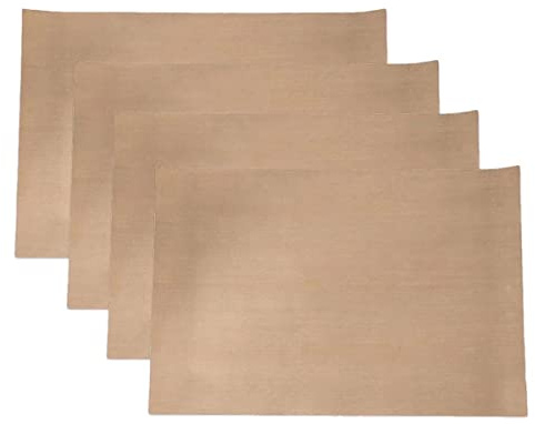 PTFE-Teflonfolie für Hitzepresse, 4 Stück, 40,6 x 30,5 cm, antihaftbeschichtet, hitzebeständige Bastelmatte, Thermotransfer-Teflon-Papier für Back-/Grillmatten, Kaffee