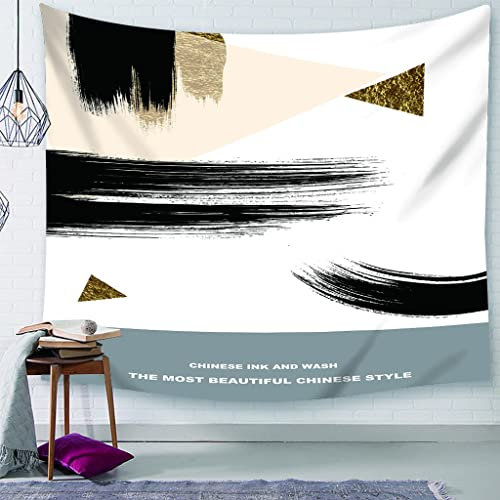 EHOMERY Wandteppich Aesthetic Indie Wanddecken Deko Weiß Geometrische Kunst Im Einfachen Stil Wandteppichanime Kleine Wanddekoration Wandbehang Wandschmuck Groß Schlafzimmer Wohnzimmer 37X29 Inches