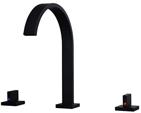 Mitigeur Baignoire 3 Trous Robinet de Lavabo Noir Fendu Laiton Double Poignée Mitigeur Lavabo-Un
