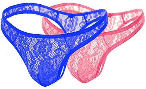 VemeFufu Homme String Jockstrap Taille Unique Couleur Bleu+Rose (neiku-LAN+Fen)