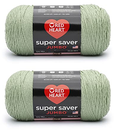 Red Heart Super Saver Jumbo Frosty Green Garn – 2 Packungen mit 396 g – Acryl – 4 Medium (Kammgarn) – 700 Meter – Stricken/Häkeln