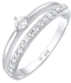 Elli Ring Damen Verlobungsring Solitär Funkelnd mit Zirkonia Kristallen in 925 Sterling Silber