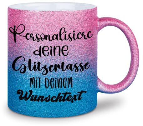 glitzertassen.de® | Personalisiert mit deinem Wunschtext | Tasse mit Glitzer | Geschenkidee | Geburtstag | Kaffeetasse | lustige Sprüche | Keramik | 330 ml | Roséblau