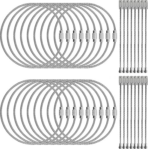 BESSEEK Edelstahl-Draht-Schlüsselanhänger, Flugzeugkabel, Schlüsselanhänger, Schnurschlaufe zum Aufhängen von Gepäckanhängern oder ID-Tags, 100 Stück, Edelstahl-Draht-Schlüsselanhänger, Modern