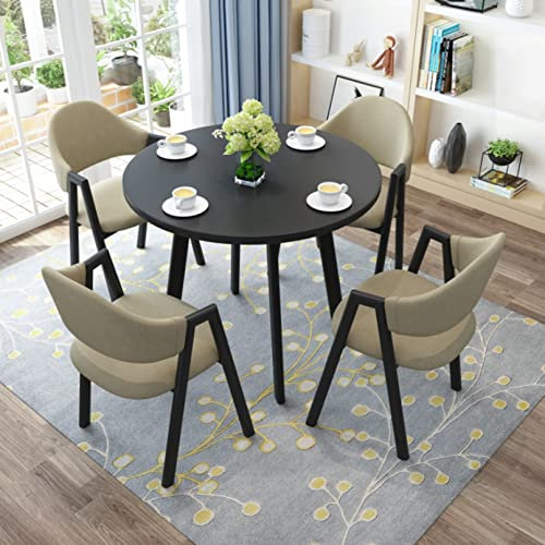Konferenztische 80 cm runder Tisch und Stuhl-Set Holztisch Esstisch Wohnung Arbeitszimmer Balkon Küche Kaffee Sofa Sitzmöbel Büro Besprechungsraum Lounge Schulung Seminartisch Empfangstisch ( Color :